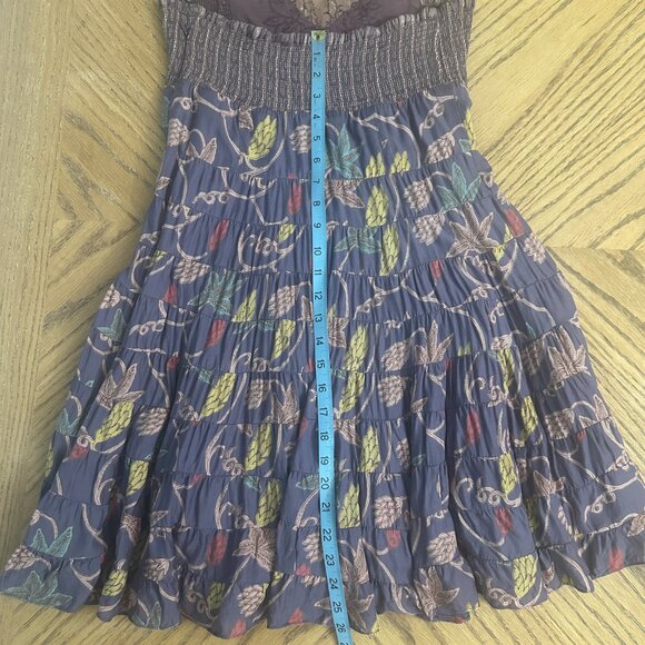 Free People Strapless Dress Ruffle Floral Embroidered Fully Lined Boho Size 6 - Picture 10 of 12